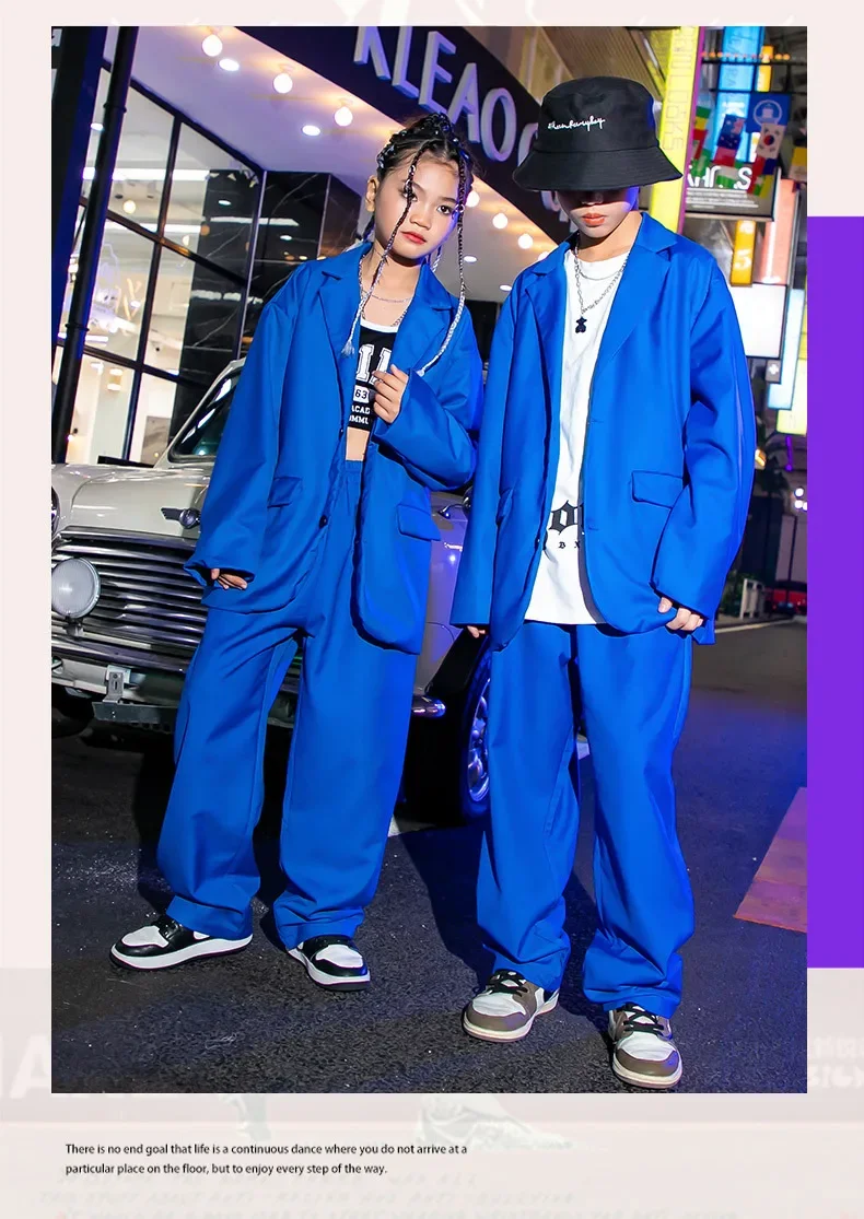 Kinder Jazz Hip Hop Street Dance Kostüme 3-teiliges Bühnenoutfit für Jungen Mädchen Kinder Tanzshow-Kleidung Größe 120-180cm – Detail 6