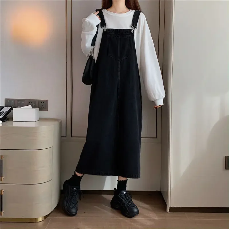 Slimming Women's Denim Dress Medium-length Loose-fit Age-reducing Korean Style Women's Clothing