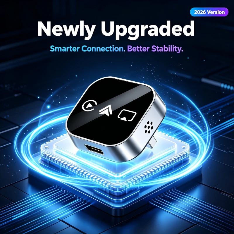 2026 Neues Design 4-in-1 Auto-CarPlay-Dongle Bluetooth Bildschirmübertragung Plug-and-Play Kabelloser Smart-Connector für iOS- und Android-Telefone