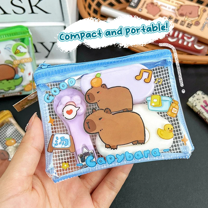 Mini borsa portaoggetti impermeabile portatile cartone animato PVC capibara portamonete portamonete carino portafoglio chiave auricolare