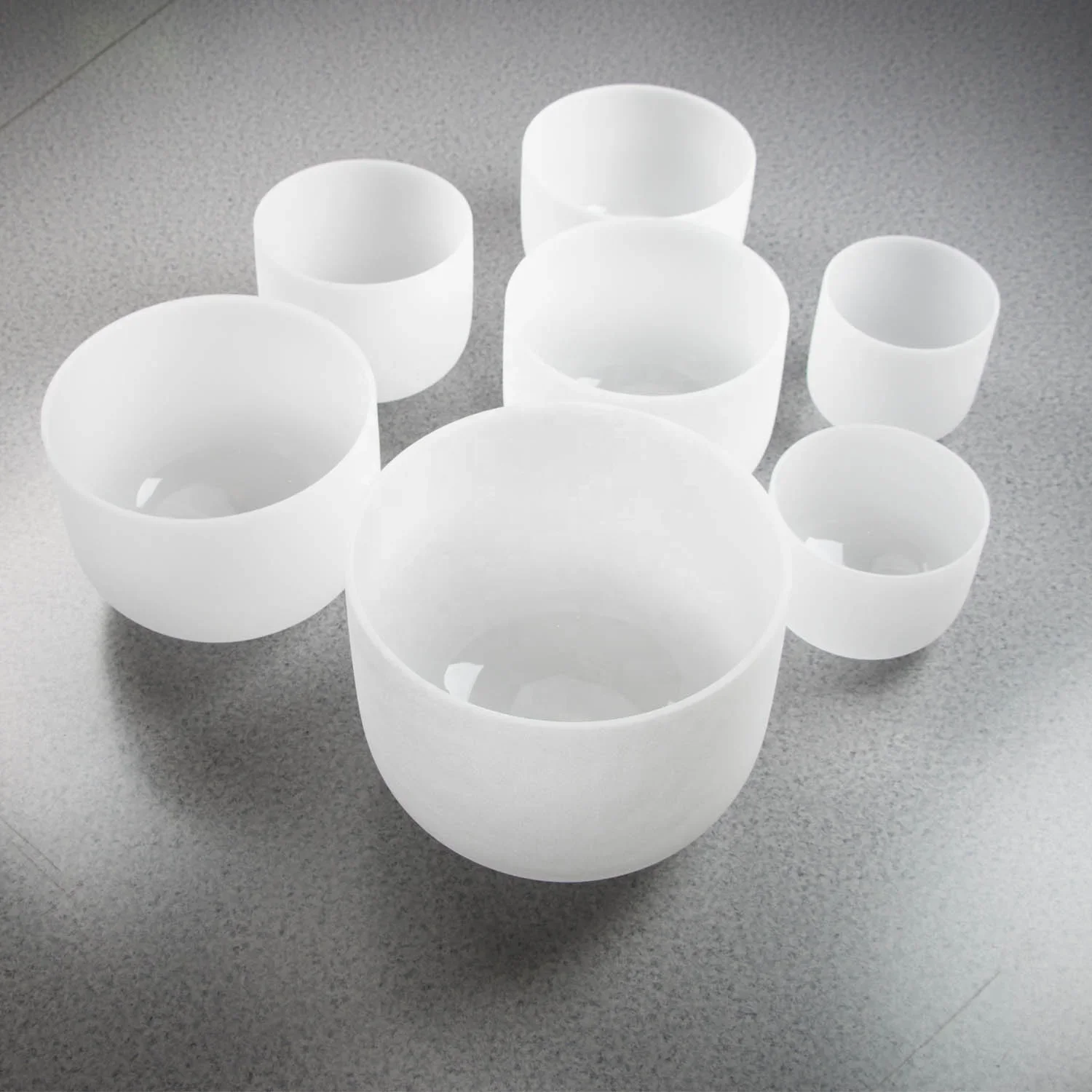 High Cost Performance Frosted White 7 Piece Crystal Singing Bowl Set Full Moon For Sound Therapy