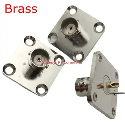 1Pcs Q9 BNC Female Jack Mount Socket 4Holes Flange Connector Q9 BNC Female Jack Flange(25*25mm) Panel Chassis Coax Brass Copper