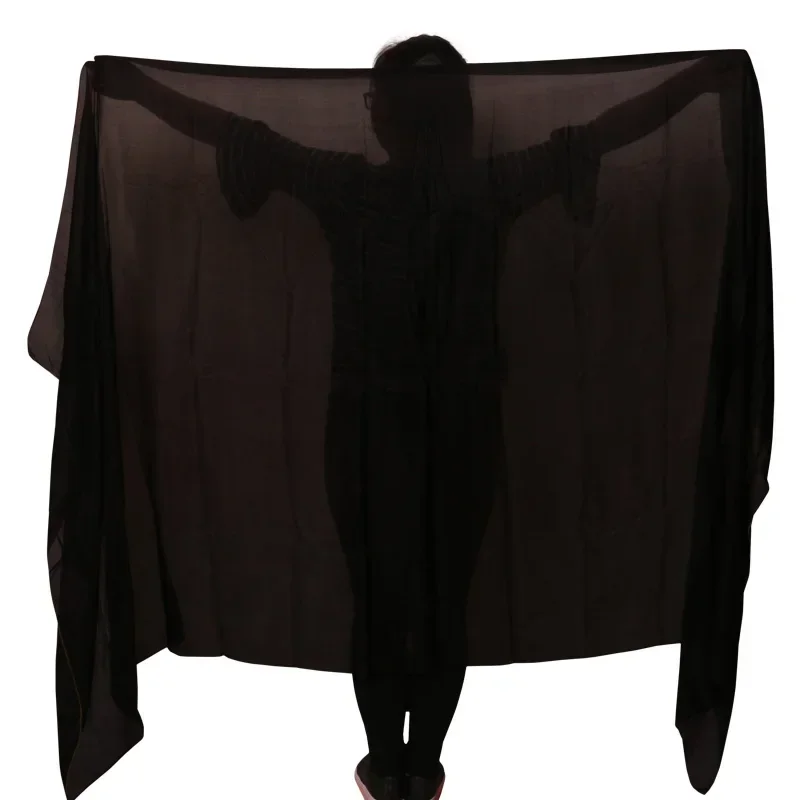 100% シルクパフォーマンスダンスソリッドカラーライトテクスチャベールショール女性スカーフ衣装アクセサリーベリーダンスベール 250 センチメートル x 114 センチメートル