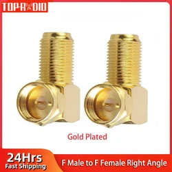 1 Piece F male to F Female Gold Plated 90 Degree Adapter Right Angle TV Cable Connector RF Coaxial Converter
