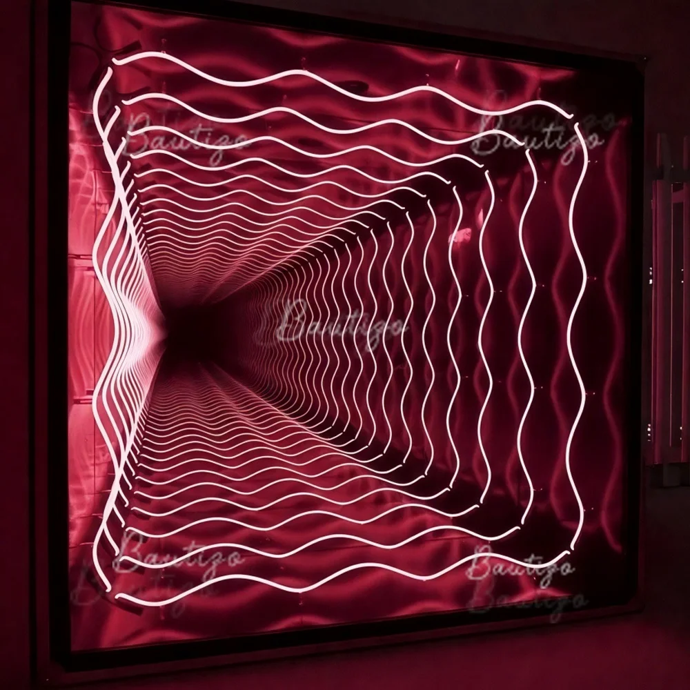 Custom Infinity Mirror LED LOGO Sign Personalized Mirror Wall Business Indoor Decoration for Bar Salon