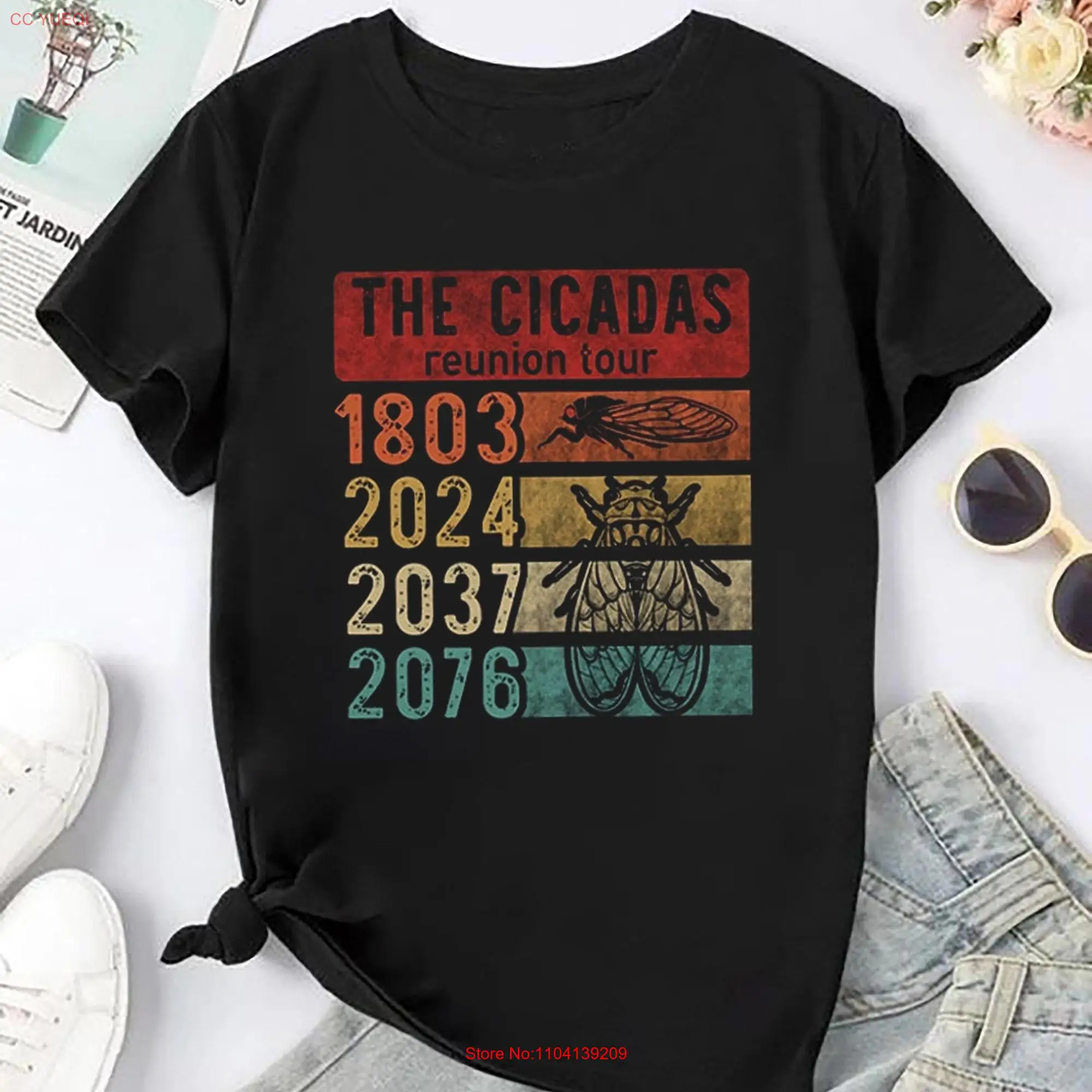 Vintage Cicada Reunion Summer 2024 Tour T Shirt Concert Invasion Year of the Cicadas Bug Lover  long or short sleeves