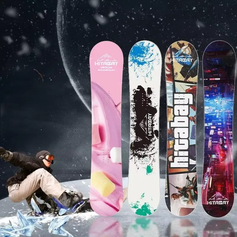 Wood Snowboard Flat All Mountain Ski Board For Adult Winter Sports Fast Wear Binding Equipment