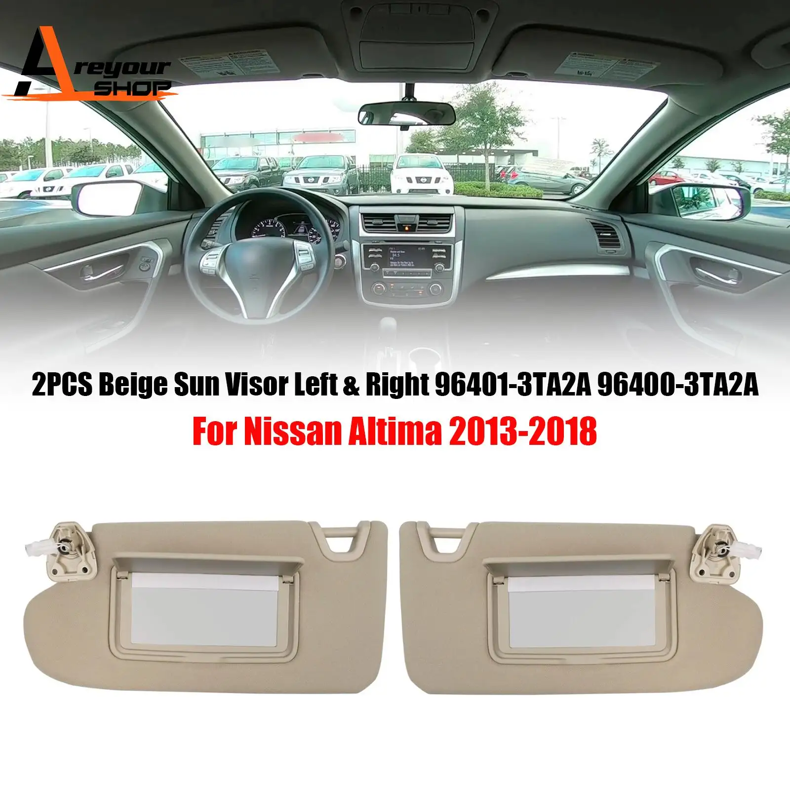 

2PCS Beige Sun Visor Left & Right 96401-3TA2A 96400-3TA2A for Nissan Altima 2013 2014 2015 2016 2017 2018