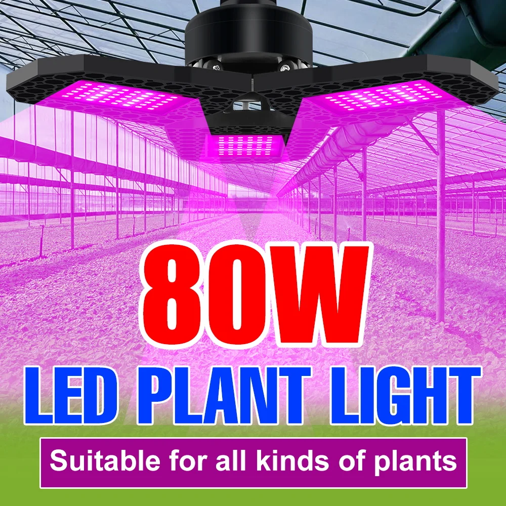 

80W Full Spectrum E27 Indoors Grow Bulb LED Foldable Plant Fill Light Greenhouse Tent Vegs Flower Hydroponic Cultivation Lamp
