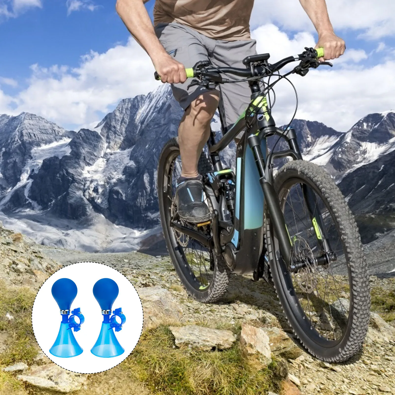 

2pcs Bicycle Air Horn Kids Blue Plastic Bike Bell Squeeze Loud Clear Sound Safety Warning Mountain Road Bikes Outdoor Use