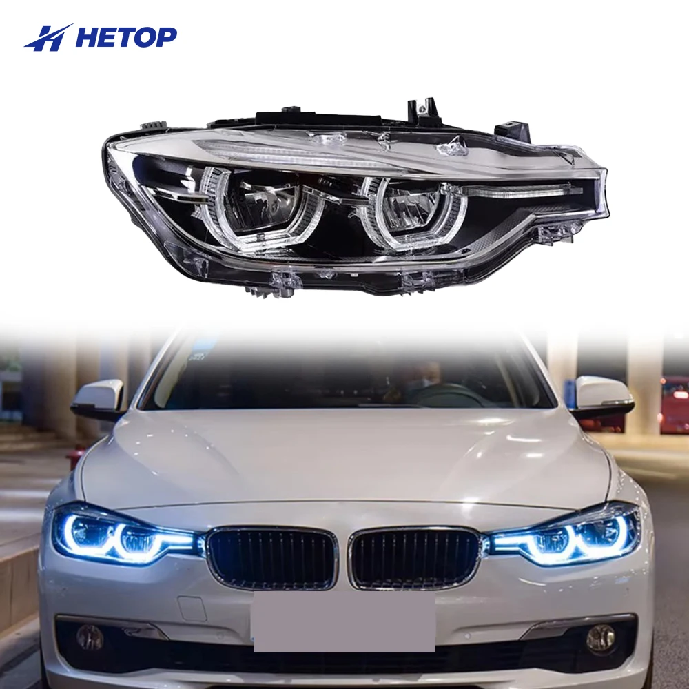

Фары HETOP F30 2012-2019 с ангельскими глазками, модифицированные для BMW 3 серии, с лазерными линзами, обновленные светодиодные ДХО в стиле Ikon