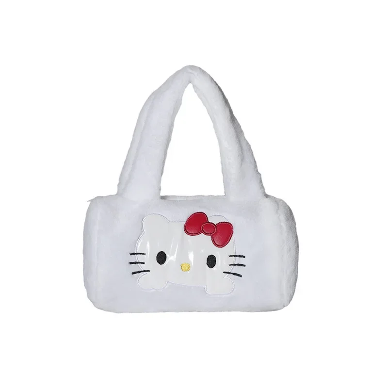 Bolso de hombro de felpa Kawaii Sanrio Hello Kitty para niñas, bolso de mano de dibujos animados, bolso de muñeca lindo y Simple, recién llegados, bolso de mano de gran capacidad