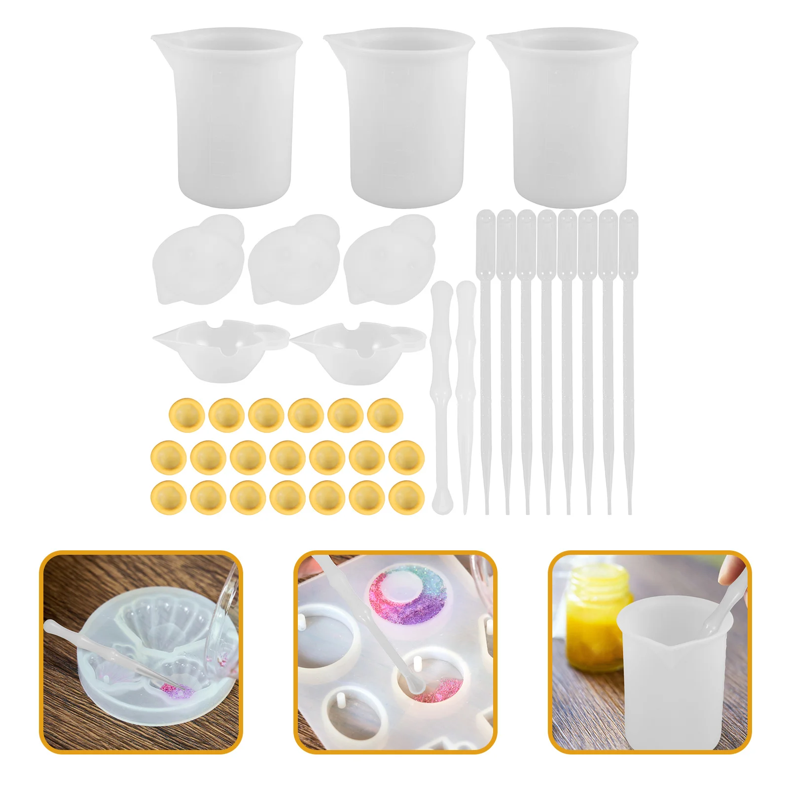 

1 set Silicone Measuring Cups Set DIY Crystal Resin Mixing Tools Jewelry Making Supplies Silicone Bookmark Moulds Resin Casting