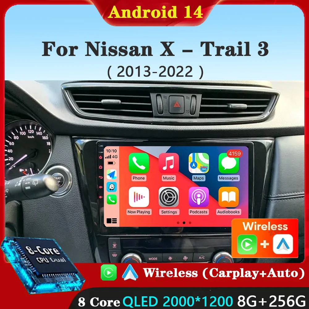 Android 14 For Nissan X-Trail xtrail X - Trail 3 T32 2013 - 2022 Qashqai 2 J11 Car Radio Multimedia Video Player Navigation GPS