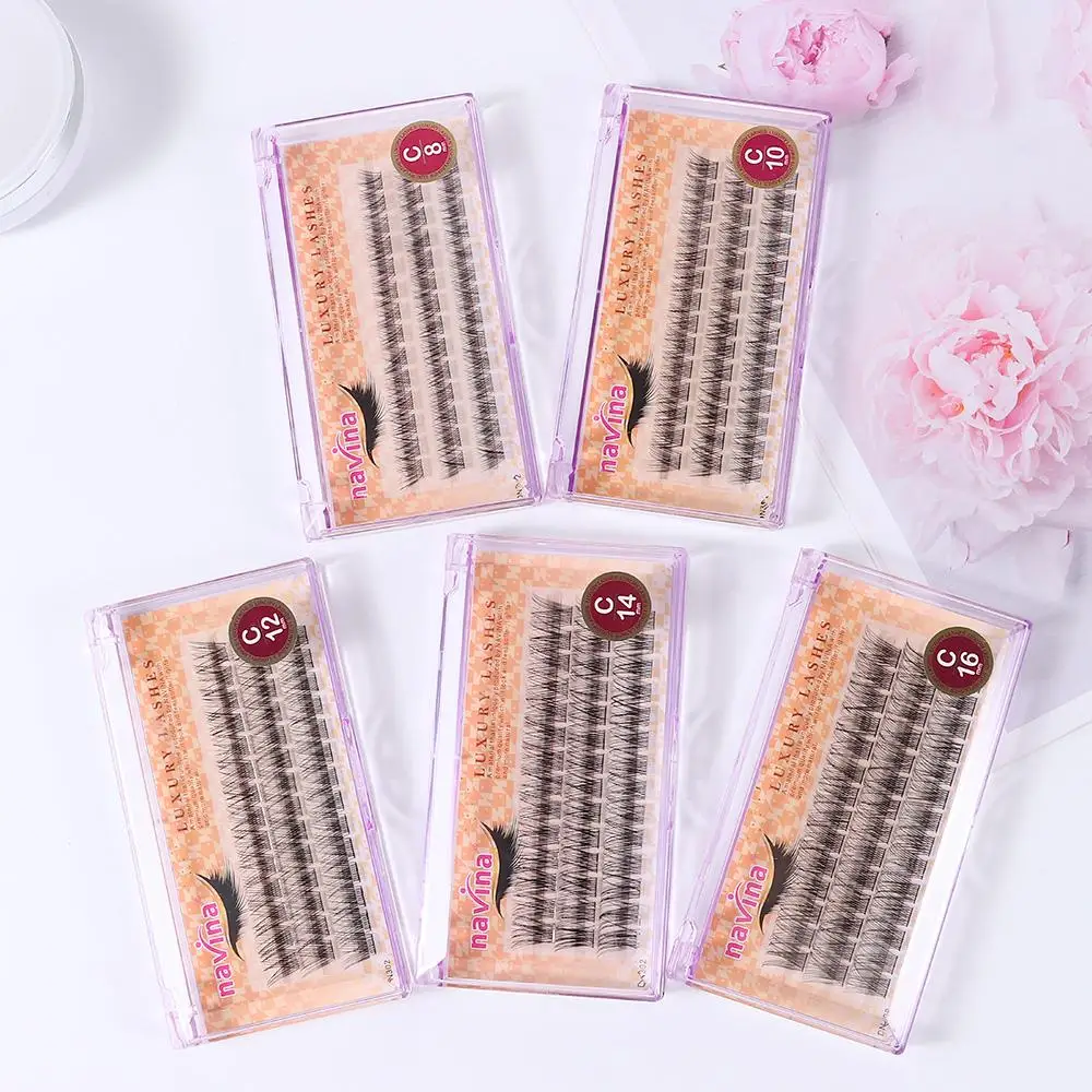 42 Cluster /box 0.07 Thickness False Eyelashes Natural Long Knotted/Knot Free Russia Premade Volume Fans C Curl Handmade