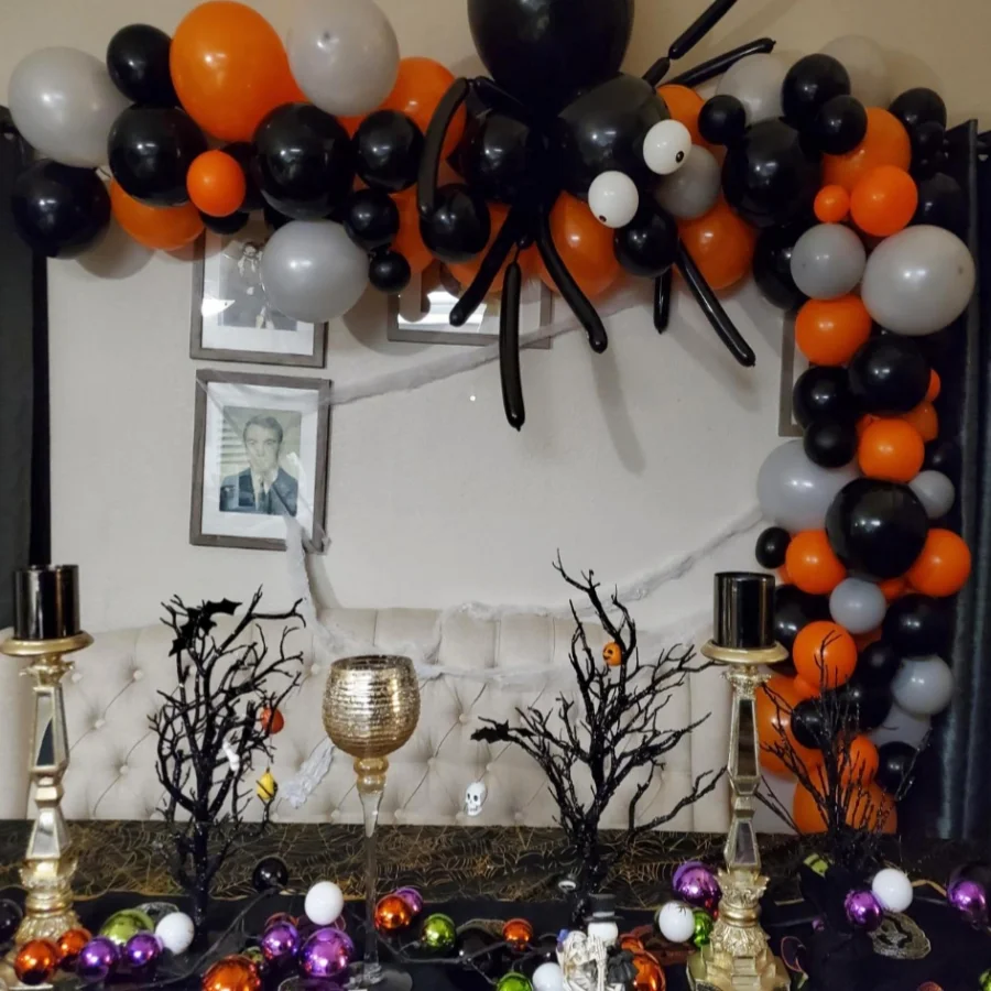 114pcs happy Halloween balloon Wreath arch kit.diy spider balloon.Birthday decorations.Spooky Halloween party.Indoor and outdoor