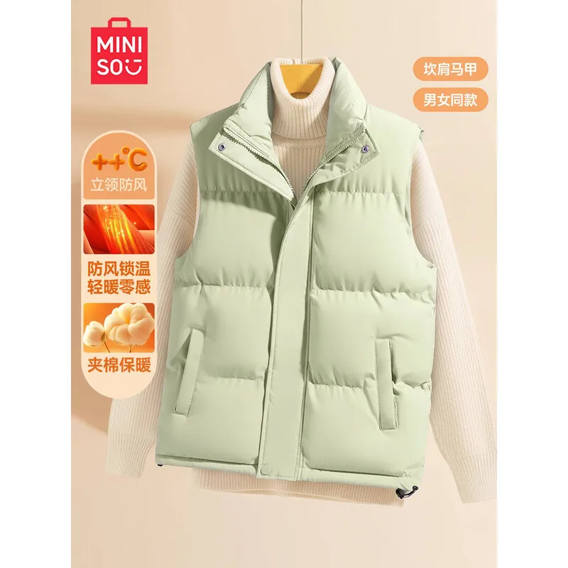 

Miniso Vest For Women 2025 New Winter Quilted Cardigan Petite Puffer Cotton Jacket D