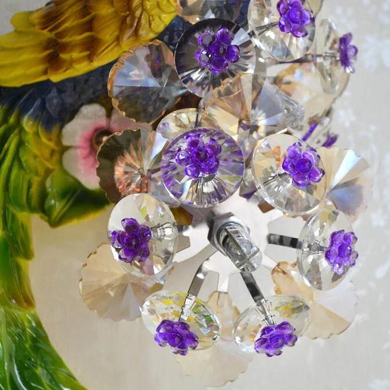 Fashion Creative Peacock Crystal Wall Lamp Nordic Bedroom Bedside Living Room TV Background Wall Lamp 110V 220V Led Wall Light