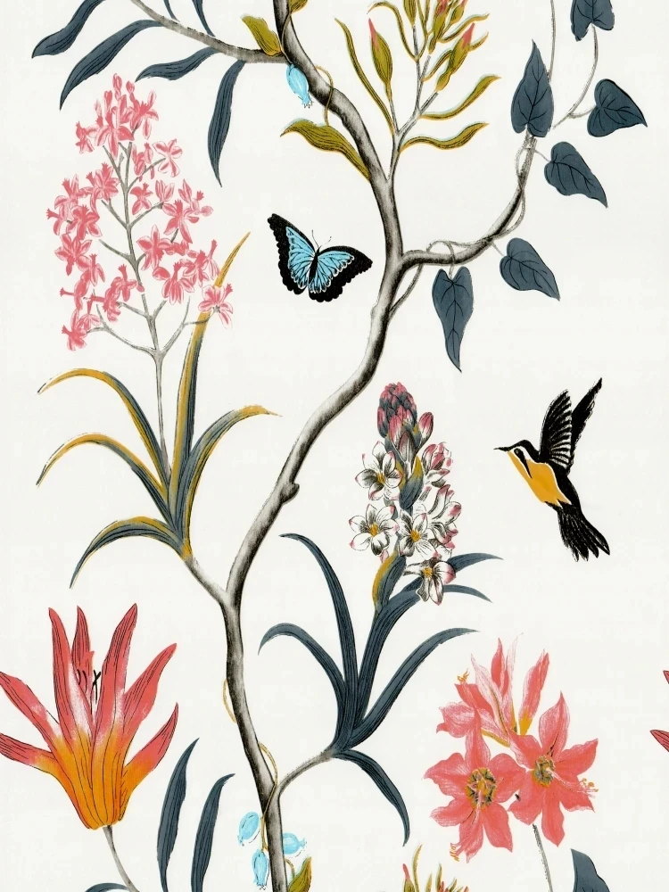 1pc Modern Self Adhesive Floral Bird Wallpaper Pink Flower Design for Living Room Bedroom Kitchen Bathroom Home Decor