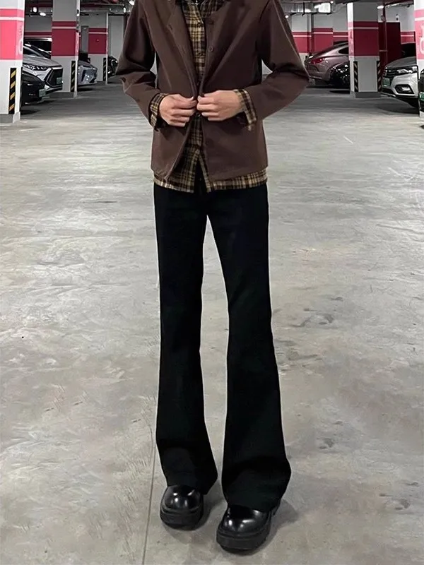 

Мужские джинсы American Slim Fit Black Knife из денима, осенне-зимние, утепленные, в стиле High Street, расклешенные брюки