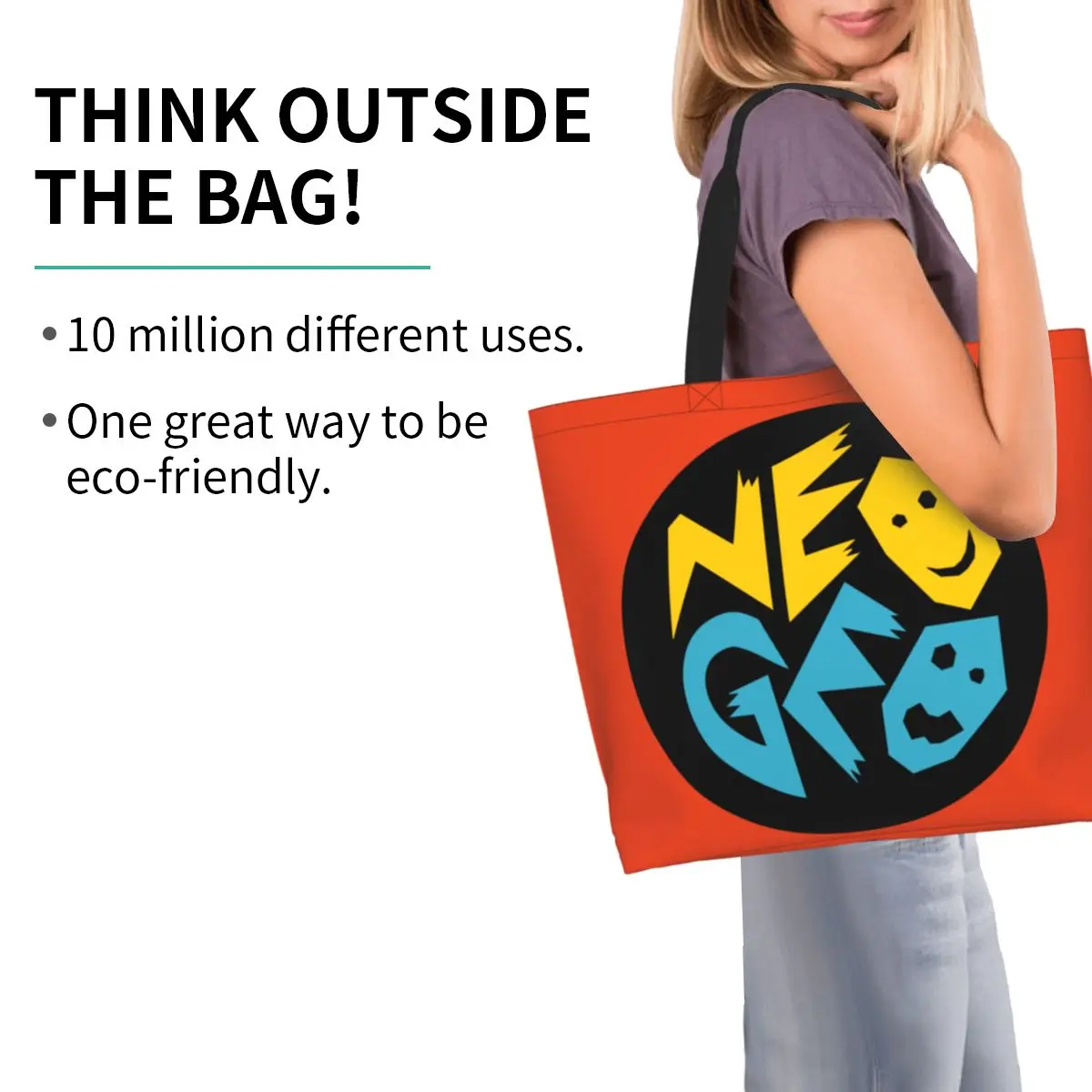 Borsa a tracolla per Shopper in tela riutilizzabile con stampa di moda Neogeo Arcade Shopping Bag