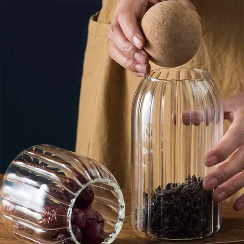 Ball Cork Lead-free Glass Jar with Lid Bottle Storage Tank Sealed Tea Cans Cereals Transparent Storage Jars Coffee Contains