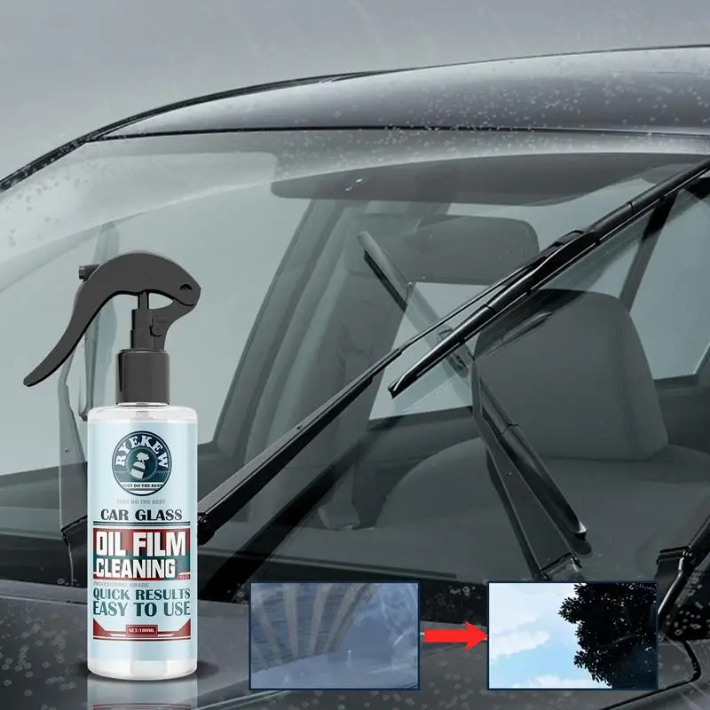 Limpador de pára-brisa automotivo Removedor de filme de óleo de carro Spray de secagem rápida Líquido de limpeza multiuso 100ml