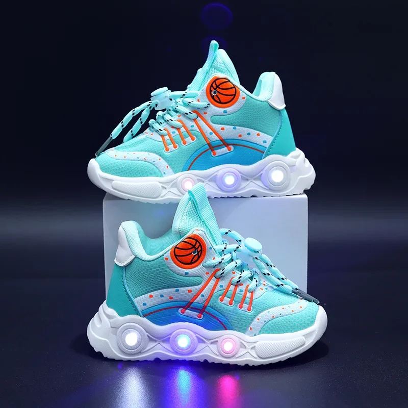 Tenis New LED Children's Basketball Shoes for Boys Girls Non-slip Breathable Kids Sneakers Outdoor Fashion Glowing Casual Shoes