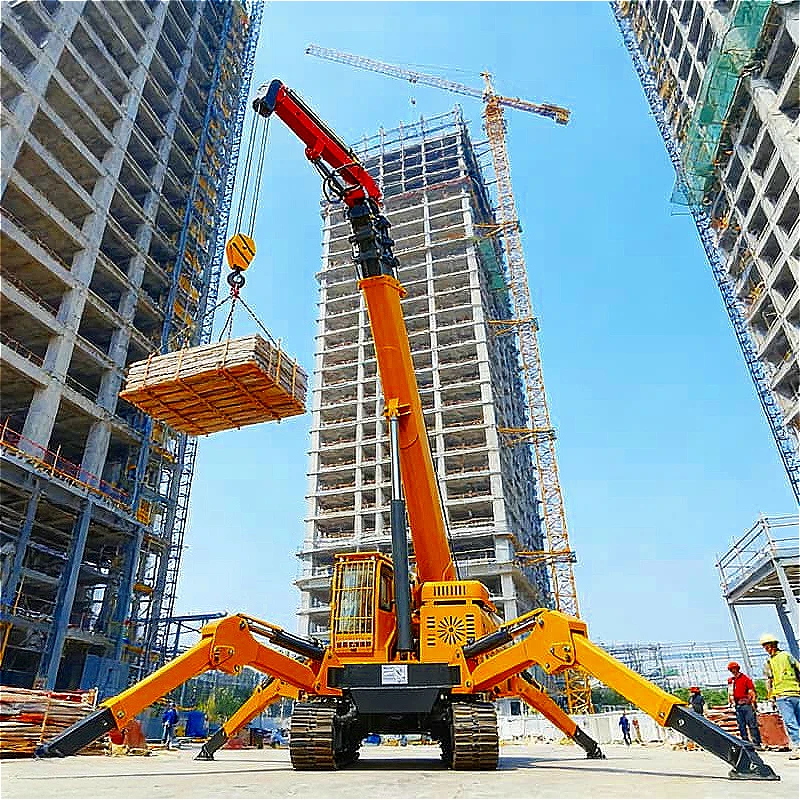 Compact Spider Crane 2.9 Ton with Rubber Tracks for Steel Structure Warehouse Roof Installation Customized Factory Hot Sale
