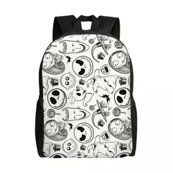 Stampa 3D personalizzata Nightmare Before Christmas Pattern zaino Boys Jack Skellington School College borse da viaggio uomo donna Bookbag