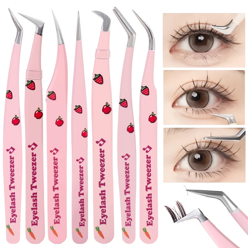 1-6 Stück multifunktion ale Wimpern pinzette Wimpern verlängerung hilft Edelstahl anti statisch gebogene Streifen Wimpern Pinzette Make-up-Tool