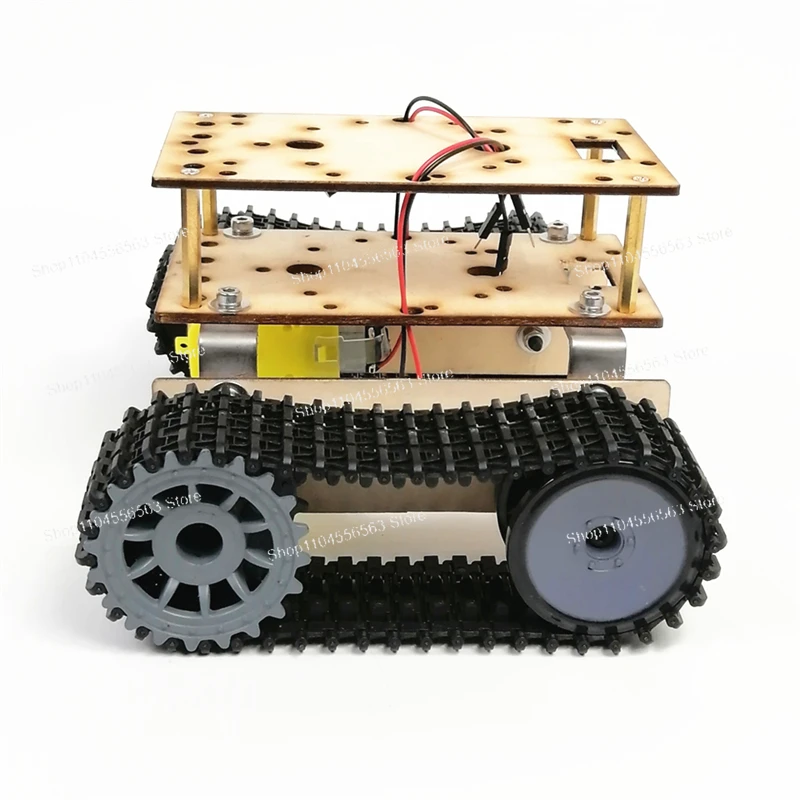 The metal/wooden double-layer crawling platform used for the mobile robot project, and the Arduino robot tank chassis