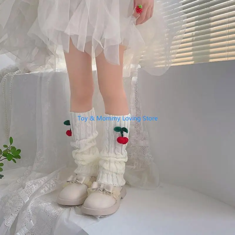 Y1QF كابل محبوك تدفئة الساق جوارب طويلة إلى الركب جوارب مترهل فتاة تنورة طماق #4