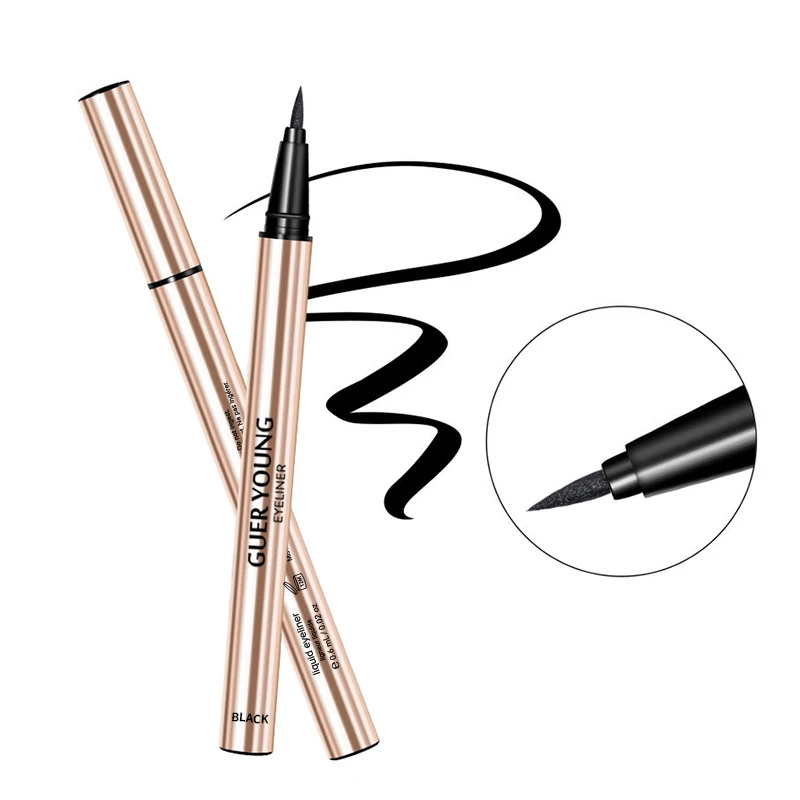 Guer Young Waterdichte Sneldrogende Langdurige Eyeliner Potlood Make-Up Wreedheid Gratis Veganistische Zwarte Vloeibare Eyeliner Pen