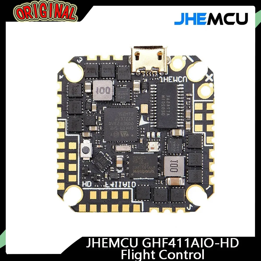 

JHEMCU GHF411AIO-HD 40A F411 ICM42688P Контроллер полета BLHELIS 40A 4in1 ESC 3-6S для зубочисток FPV Racing Drone RC Tools