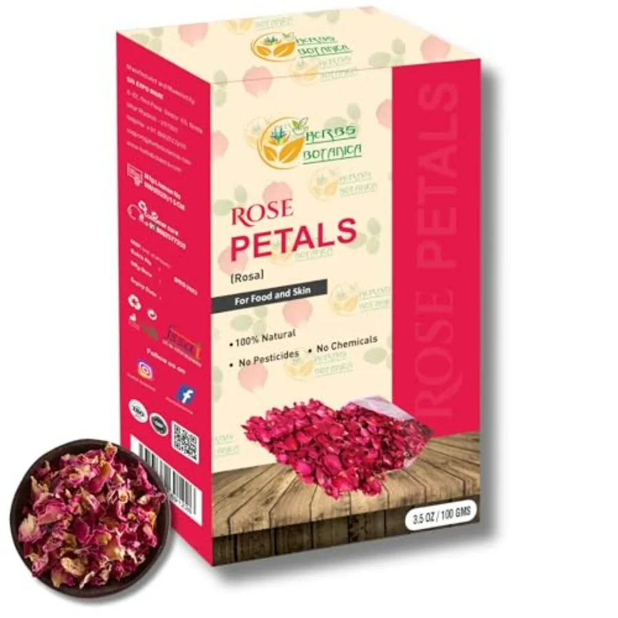 

Herbs Botanica Dried Rose Petals Edible Perfect for Tea, Potpourri, Bath Bombs, Beauty Products, Resealable Bag for Freshness a