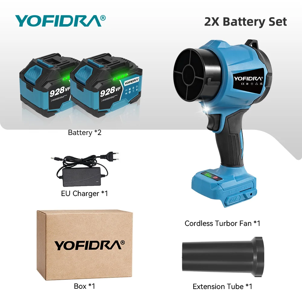 YOFIDRA 330000RPM Bürstenloser Elektrischer Turbo-Lüfter 350M/S Handgehaltene Staubluftpistole für Makita 21V Akku