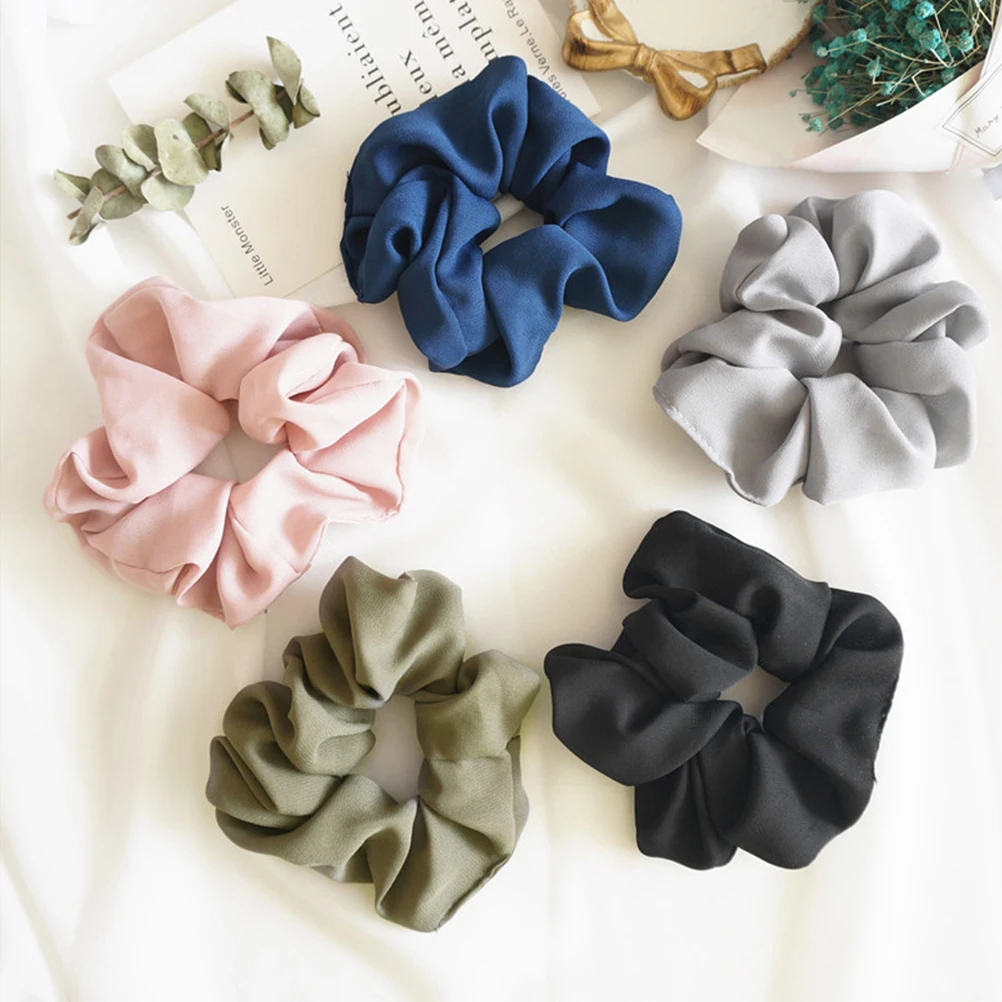

5Pcs Hair Ties Ponytail Holders Stretchy Elastic Cloth Ropes Hairbands Styling Accessories for Girls Women