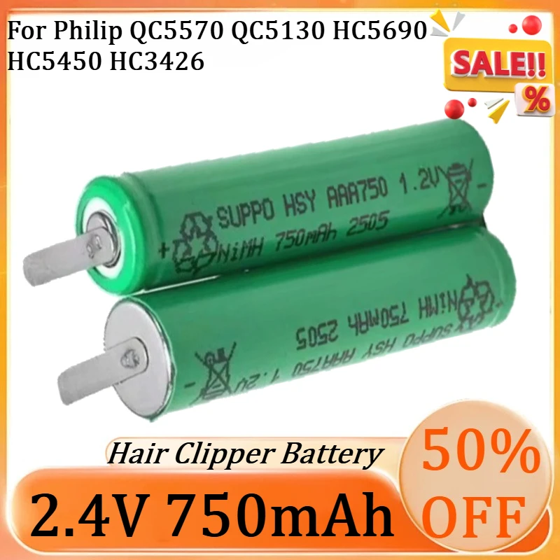 

New 2.4V 750mAh AAA High Quality Battery for Philip QC5570 QC5130 HC5690 HC5450 HC3426 Hair Clipper Battery