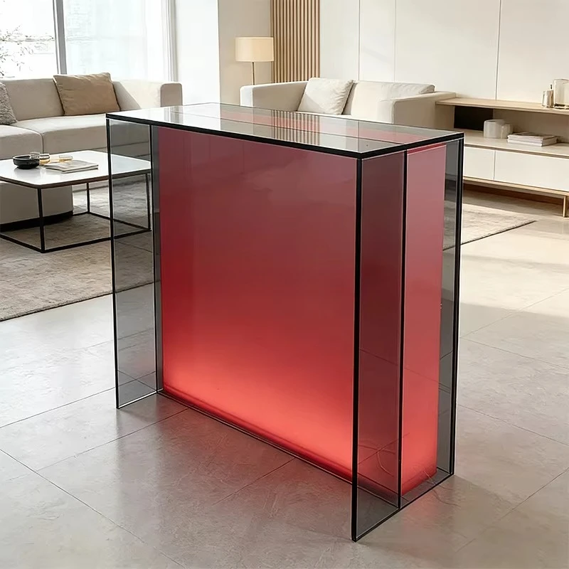 fb-Customizable Modern Design Luxury Led Light Matte Acrylic Reception Desk Multi-functional Acrylic Bar Counter Table