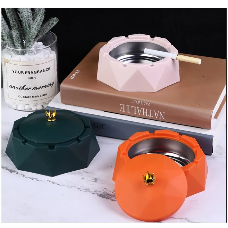 Ash Case Heat Resistant Easy to Clean Ash Storage Crown Top Ashtray Home Decoration   Ash Storage Tray  for Bar