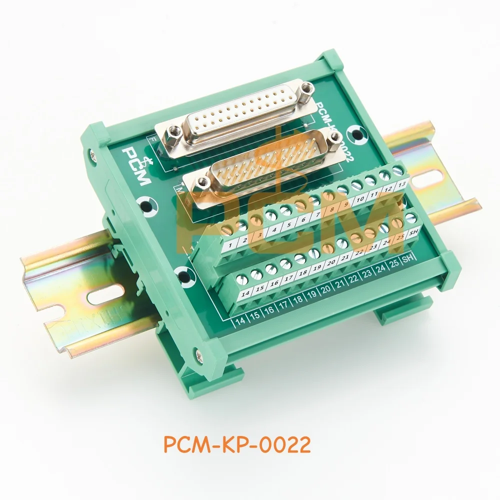 DIN Rail Mount DB25 25 Pin Male to Female D Sub Terminal Block Adapter Breakout Interface Module for Industrial Equipment