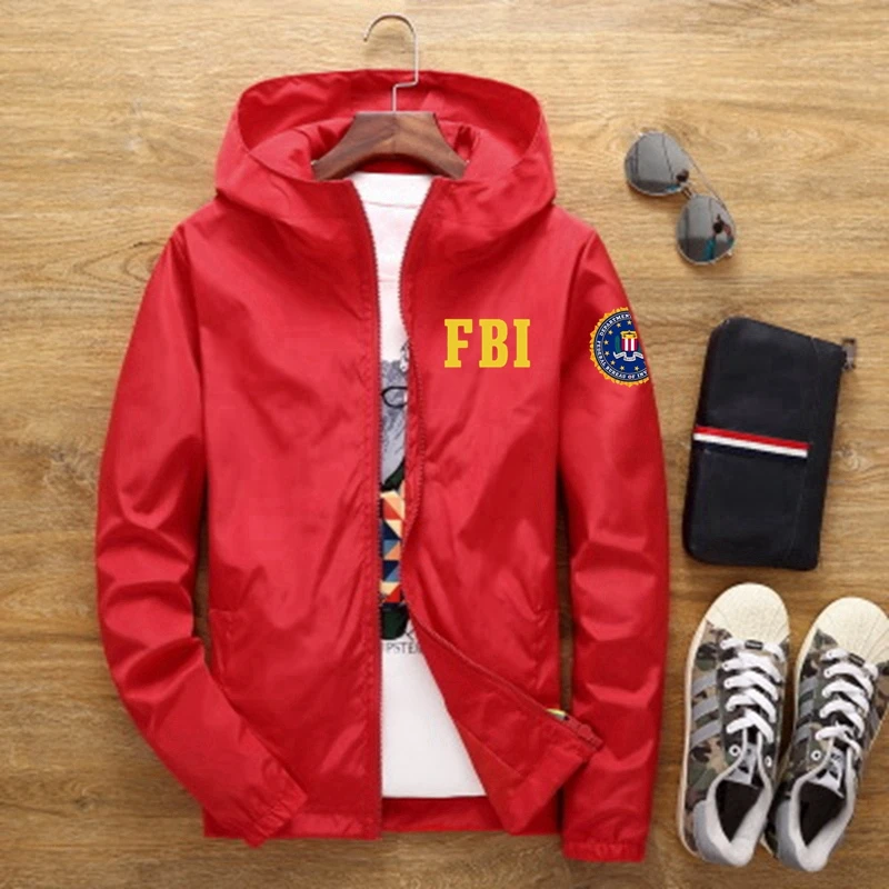 FBI United States FBI Shield Men's Pilot Air Thick Pilot Jackets Baseball Coat Motorcycle Bomber Windbreaker Jacket Plus Size