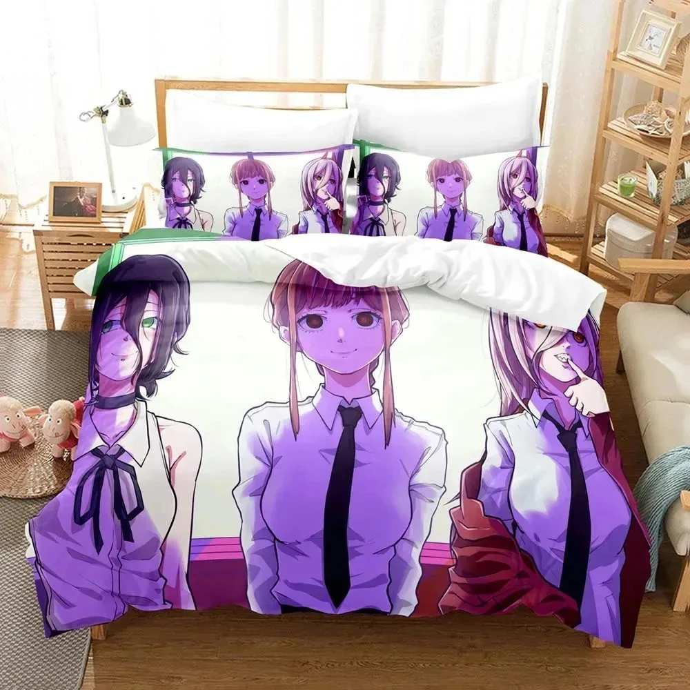 3D Print Anime Chainsaw Man Makima Bedding Set Double Twin King Duvet Cover Comforter Pillowcase Boys Girls Adults Bedroom