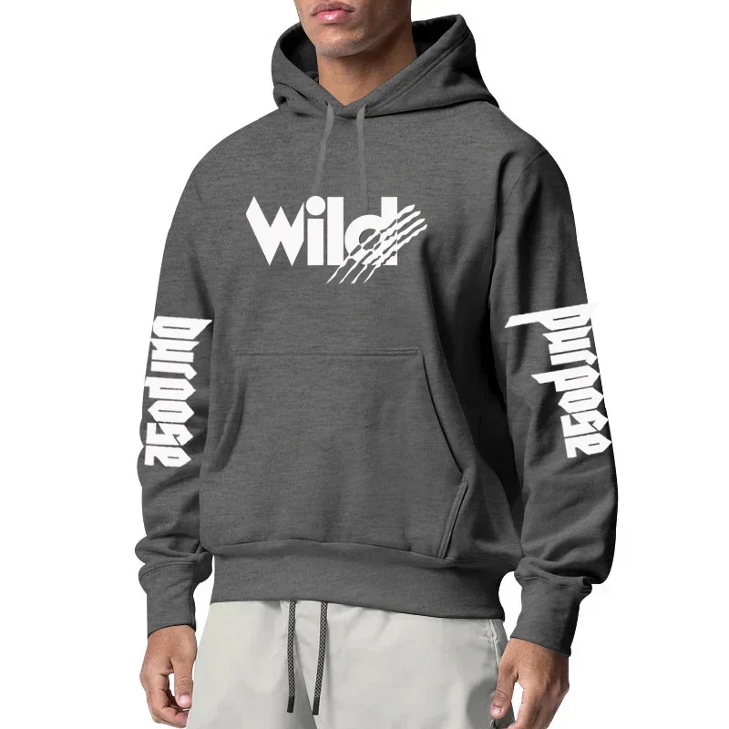 Wild and Purpose Printed Men's Hooded Pullover Hoodie Sweatshirt Outdoor Sportswear Spring Fall Casual Clothing Sweater Top