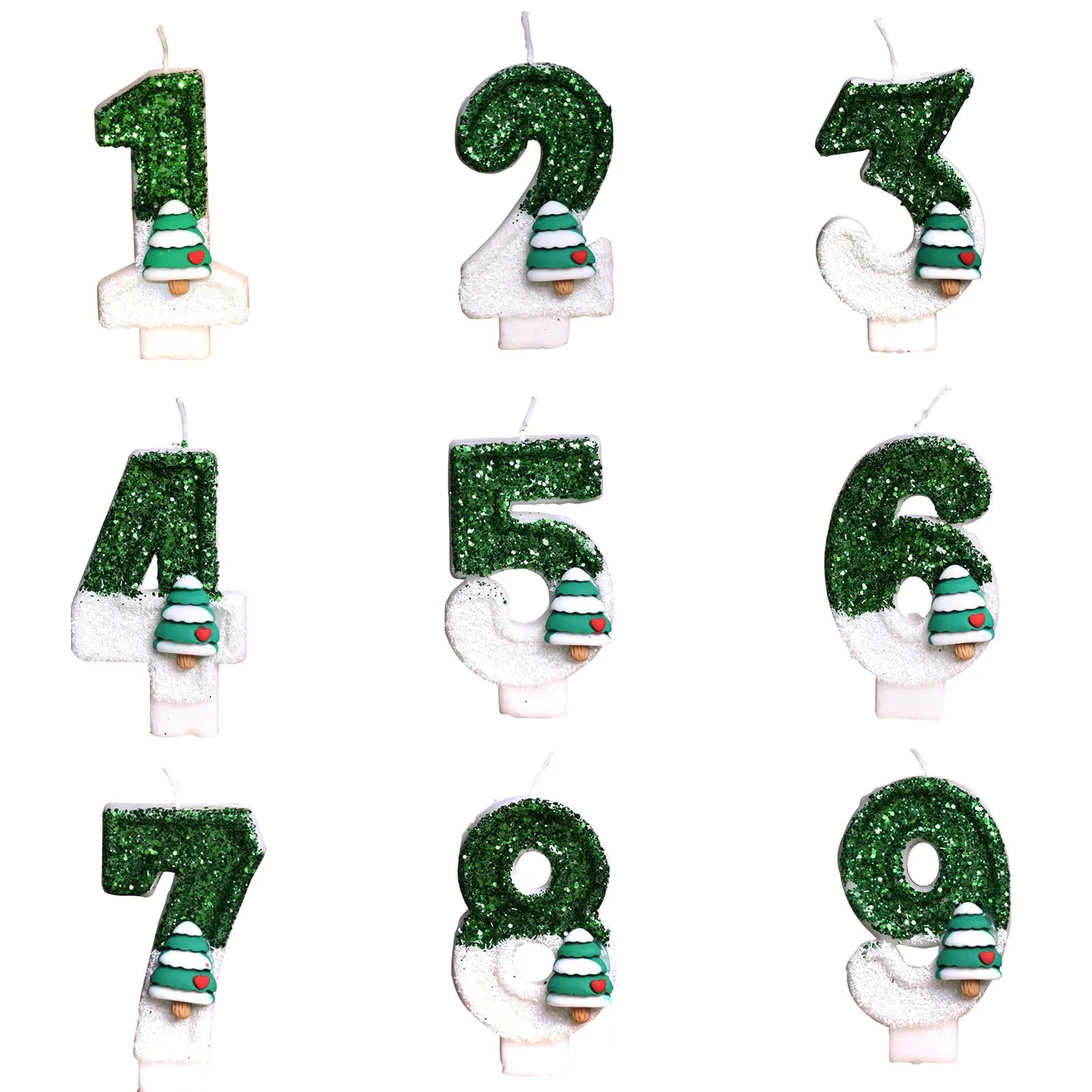 

Свеча для украшения торта с цифрами 3D, зеленые блестящие свечи на день рождения, цифровая свеча, топпер для торта, украшение для торта на день рождения, годовщину