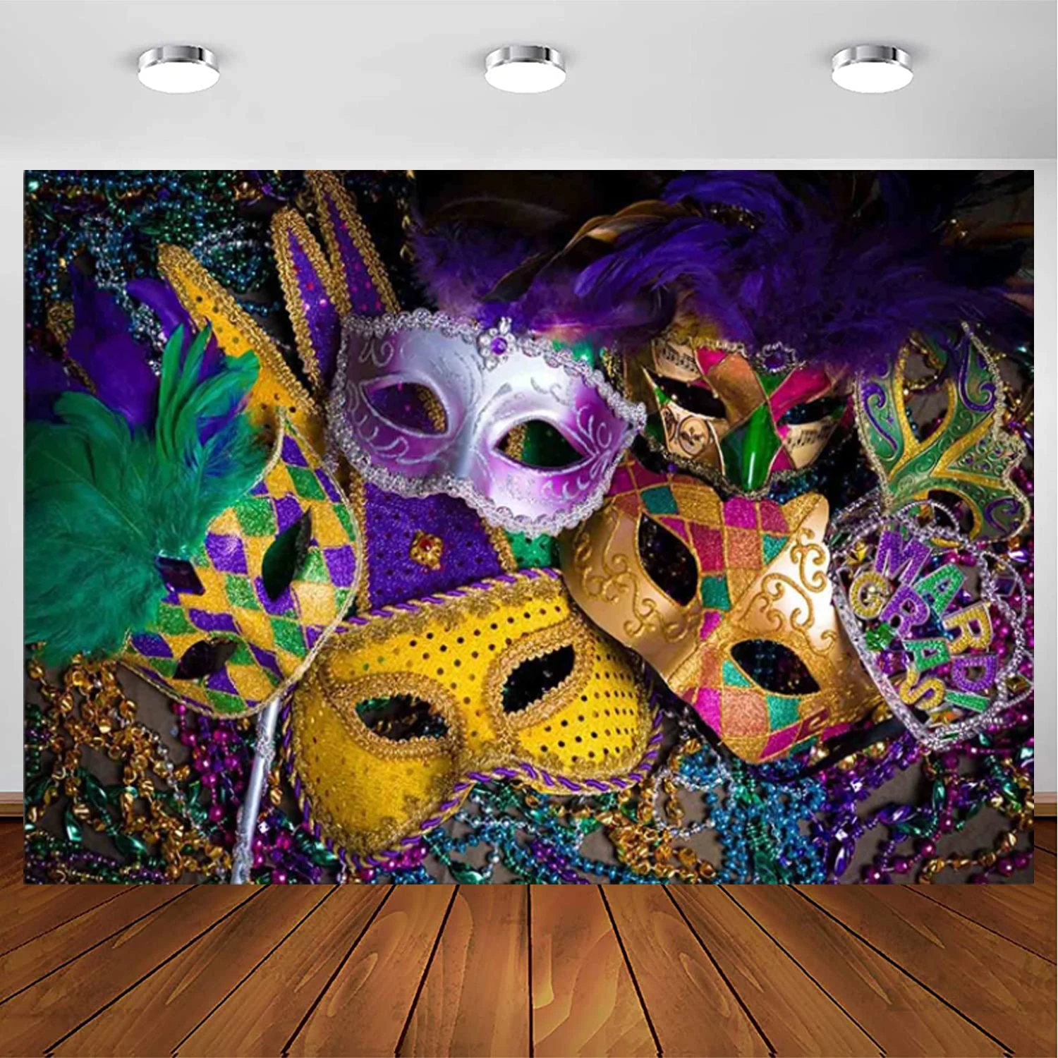 Mardi Gras Theme Background Masquerade Birthday Girls Party Photography Backdrop Lady Mask Stage Wedding Bachelorette Decor