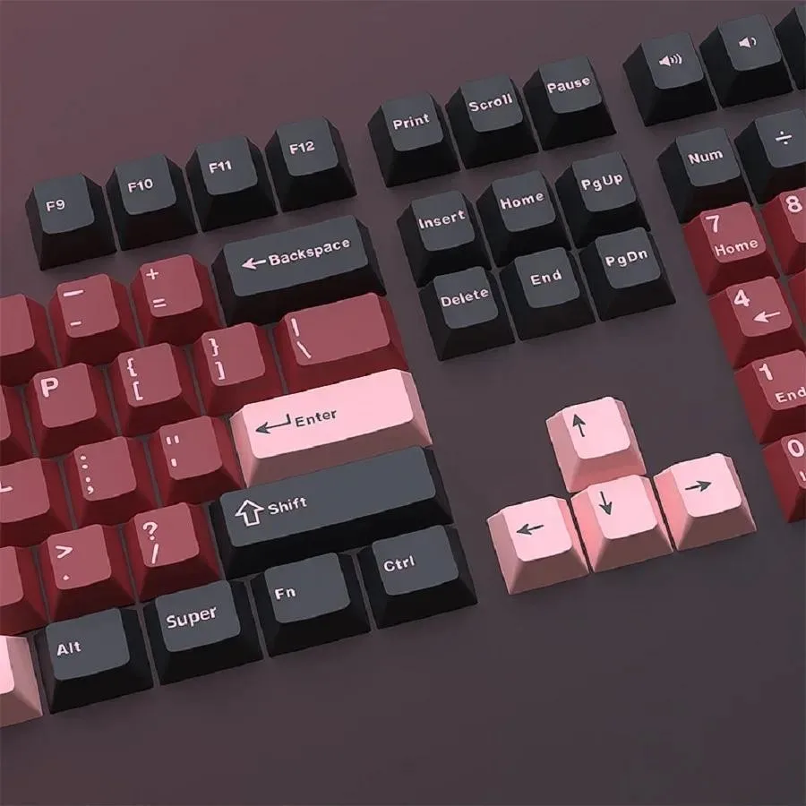 Dunkle Tastenkappen Doubleshot PBT Cherry Profile für alle mechanischen MX-Tastaturen mit 126 Tasten