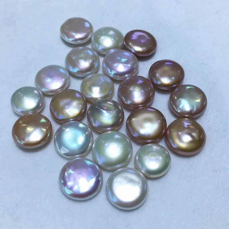 2pcs/lot Wholesale Jewelry Findings DIY Bead Nature Pearl Good Luster AAAA Coin Shape Freshwater Loose Pearls for Jewelry Making