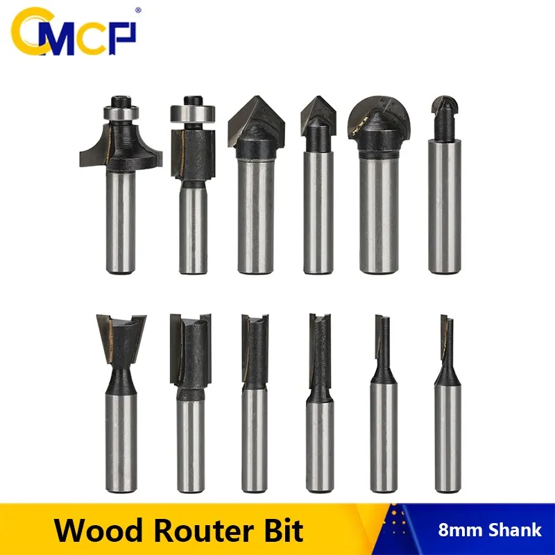 CMCP Wood Router Bit 8mm Shank  Straight End Mill Cleaning Flush Trim Router Bits Tungsten Carbide Milling Cutters For Wood